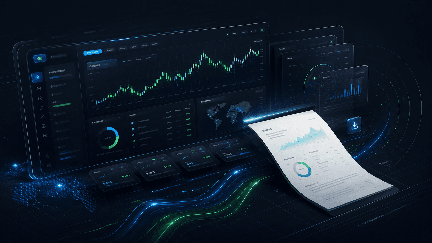 Premium Deep Research command-center visualization